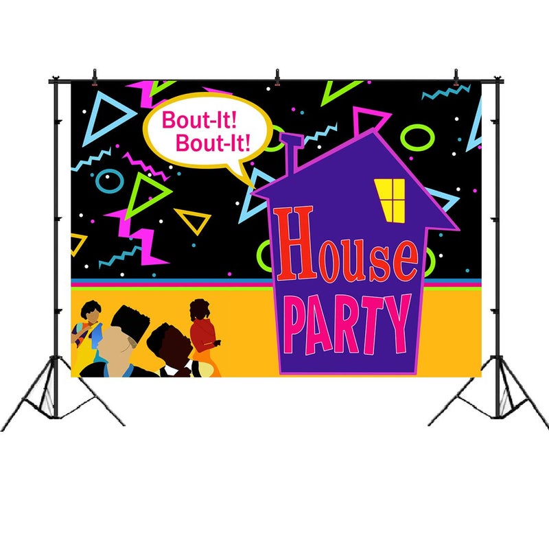 LoveInM 90s House Family Party Photo Backdrop Bounce House Theme Birthday Background Party Decorations Throwback Party Decorations Photo Booth Props - Image 2